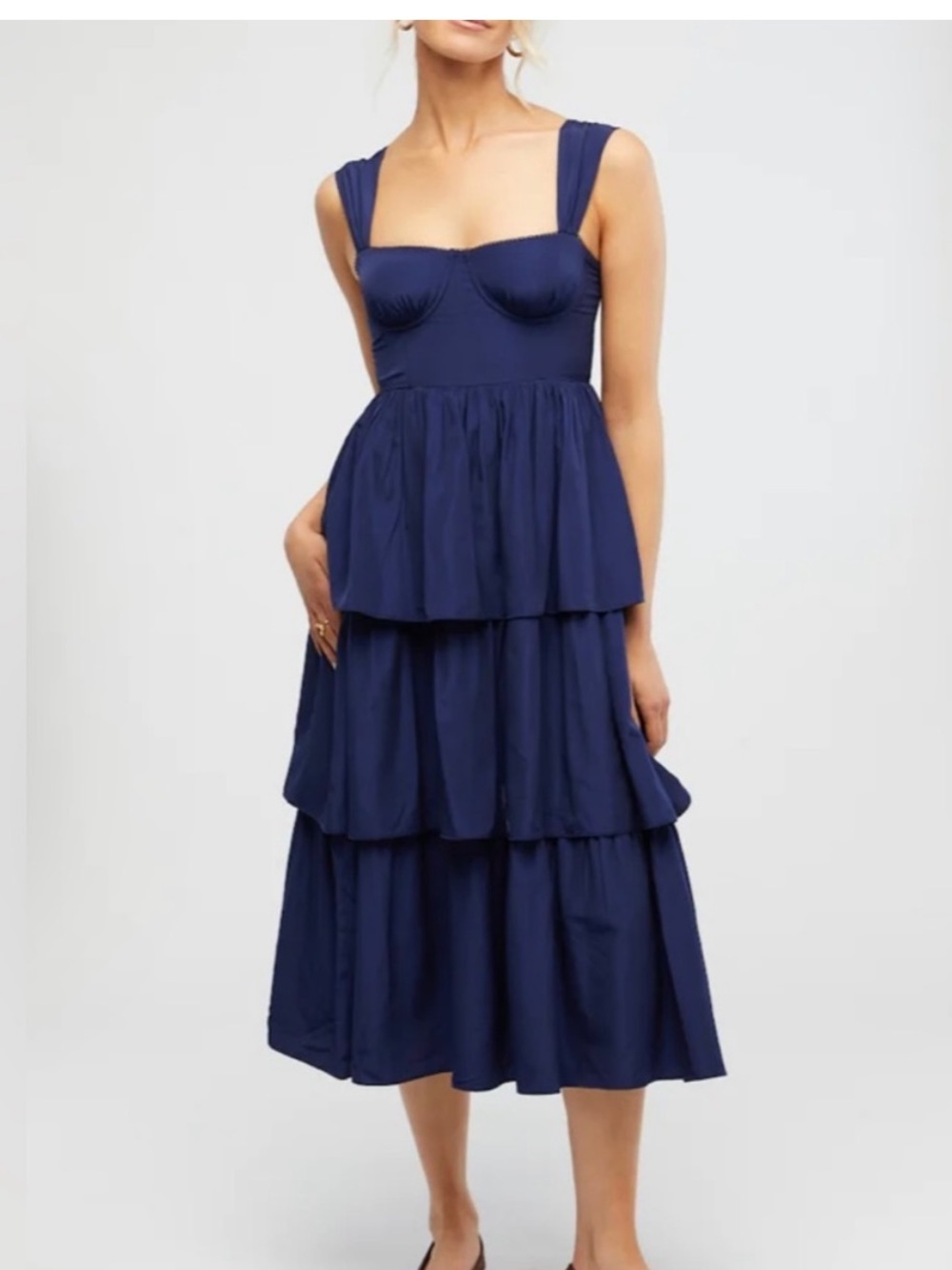 WeWoreWhat Navy Corset Midi Dress